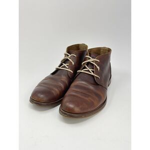 J. Shoes Monarch Brown Leather Lace-Up Plain Toe Shoes Chukka Boots Men's US 9.5